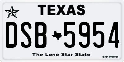 TX license plate DSB5954