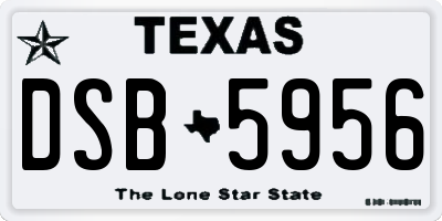 TX license plate DSB5956