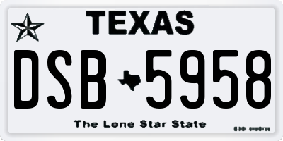 TX license plate DSB5958