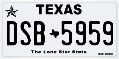 TX license plate DSB5959