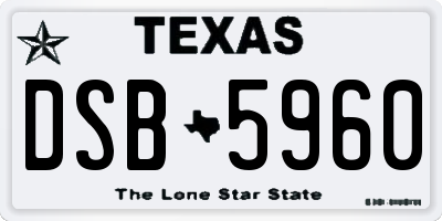 TX license plate DSB5960