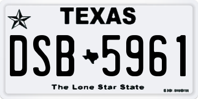 TX license plate DSB5961