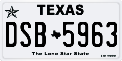 TX license plate DSB5963