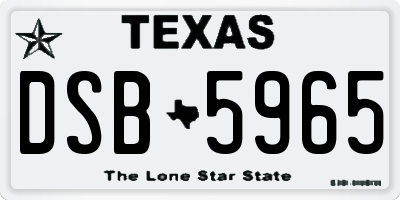 TX license plate DSB5965