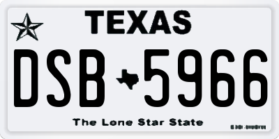 TX license plate DSB5966