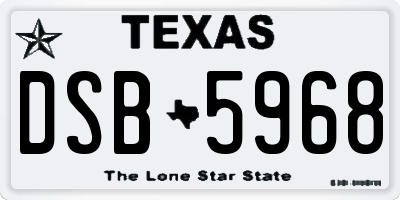 TX license plate DSB5968