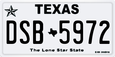 TX license plate DSB5972