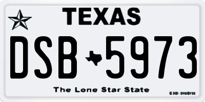 TX license plate DSB5973