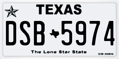 TX license plate DSB5974