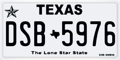 TX license plate DSB5976