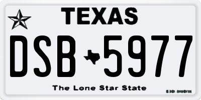 TX license plate DSB5977