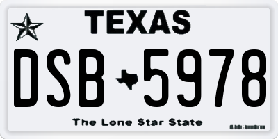 TX license plate DSB5978