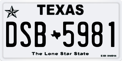TX license plate DSB5981