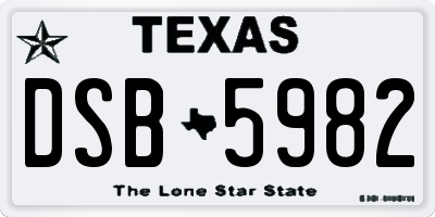 TX license plate DSB5982
