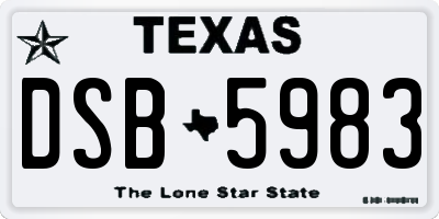 TX license plate DSB5983