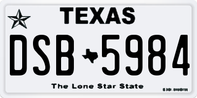 TX license plate DSB5984