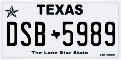 TX license plate DSB5989