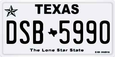 TX license plate DSB5990