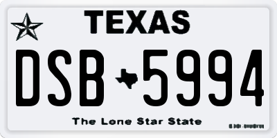 TX license plate DSB5994