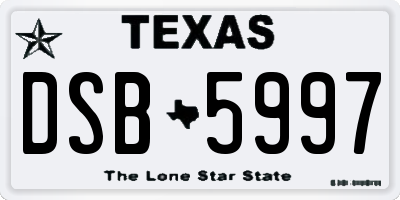 TX license plate DSB5997