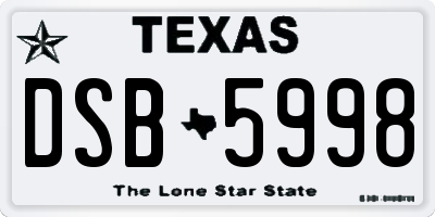 TX license plate DSB5998