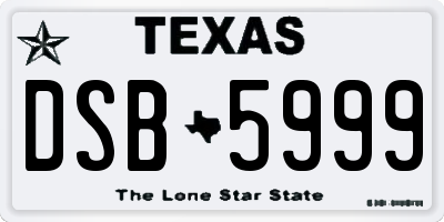 TX license plate DSB5999