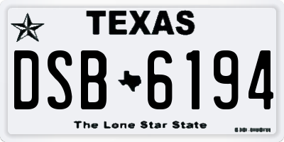 TX license plate DSB6194