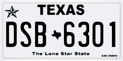TX license plate DSB6301