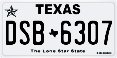 TX license plate DSB6307