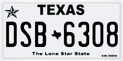 TX license plate DSB6308