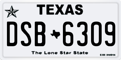TX license plate DSB6309