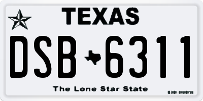 TX license plate DSB6311