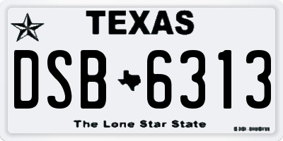 TX license plate DSB6313