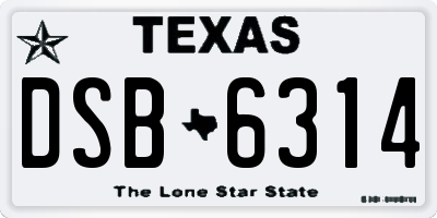 TX license plate DSB6314