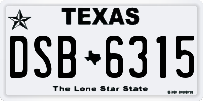 TX license plate DSB6315