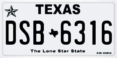 TX license plate DSB6316