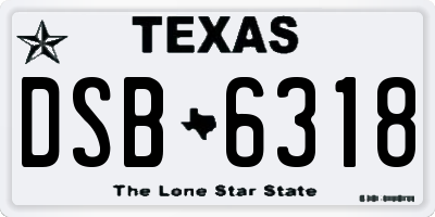 TX license plate DSB6318