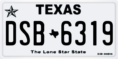 TX license plate DSB6319