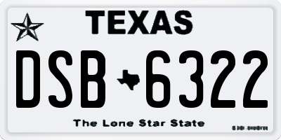TX license plate DSB6322