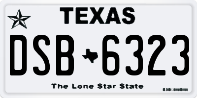 TX license plate DSB6323