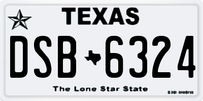 TX license plate DSB6324