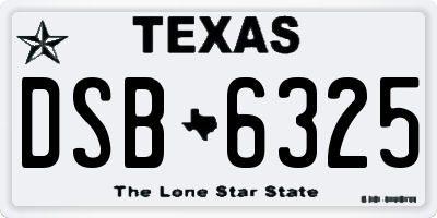 TX license plate DSB6325