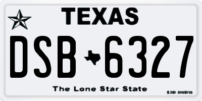 TX license plate DSB6327