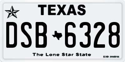 TX license plate DSB6328