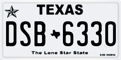 TX license plate DSB6330