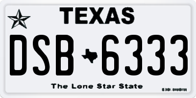 TX license plate DSB6333