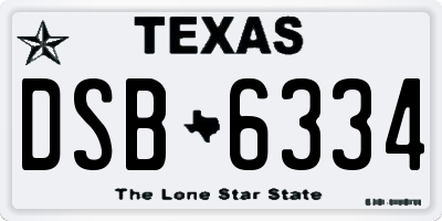 TX license plate DSB6334