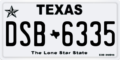 TX license plate DSB6335