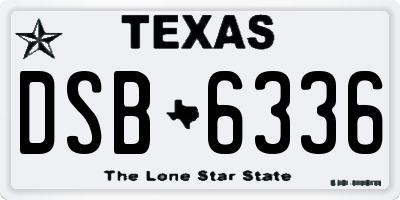 TX license plate DSB6336