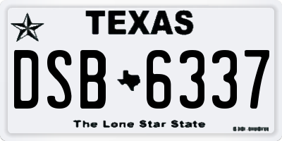 TX license plate DSB6337